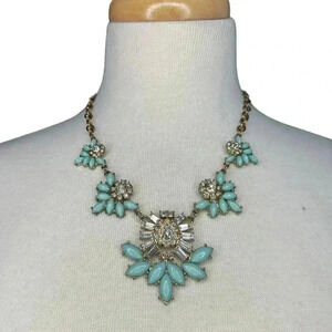 Beautiful statement blue jeweled necklace womens jewlery